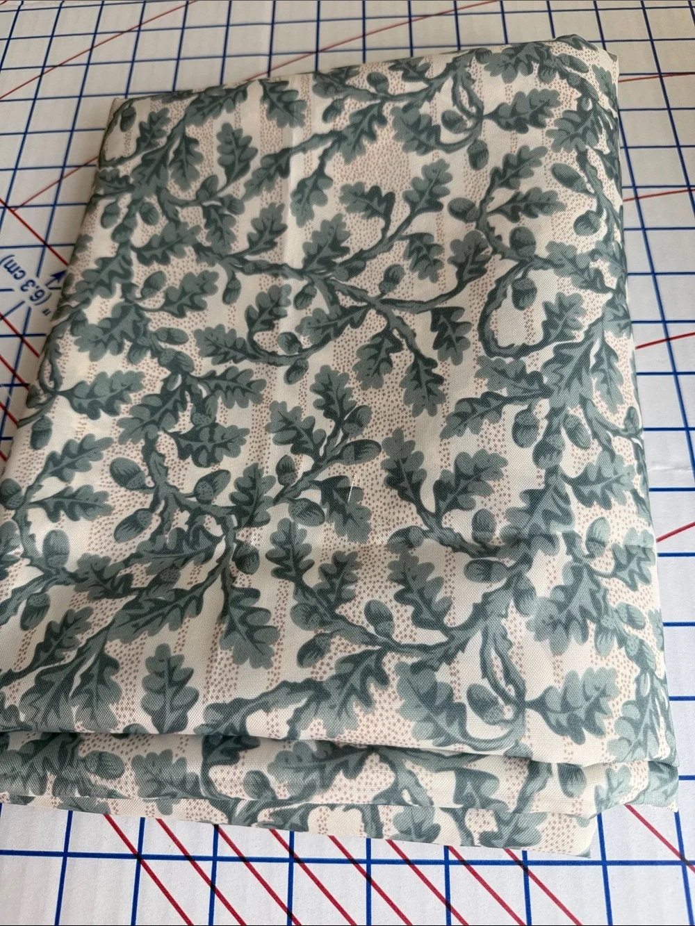 Vintage Lightweight Lining Fabric Oak Acorn Print 2+ Yds x 56